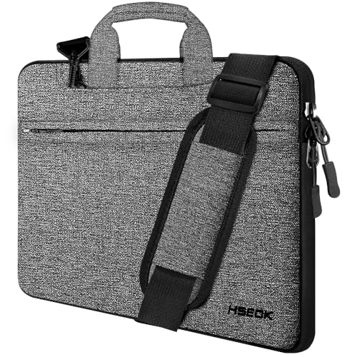 Image of Hseok Laptop Shoulder Bag 13 13.3 14 Inch Case Compatible with MacBook Pro /Neo 14 inch M5 /M4 /M3 /M2 /M1,Mac Air /pro /Neo 13 inch and Most 13 13.3 14 Notebooks,Spill-Resistant Briefcase,Dark Gray & Black