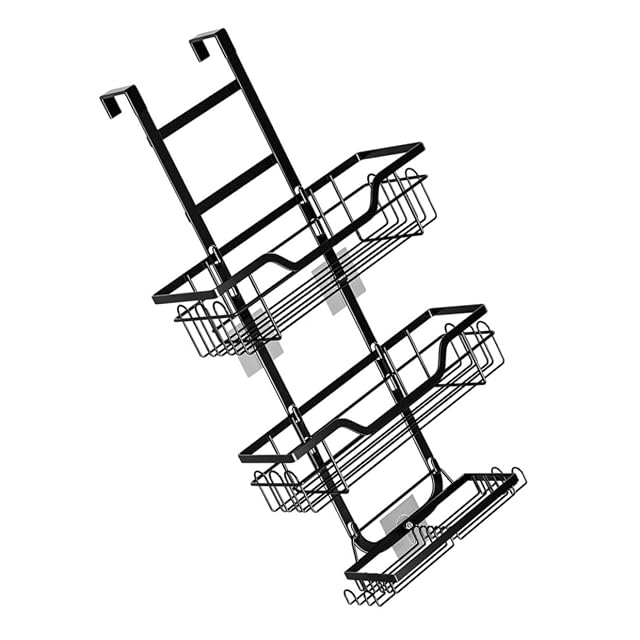 OSOLADY Over Door Shower Caddy Metal Storage Rack Bathroom Organizer No Drilling Adhesive Hanging Basket for Shampoo Conditioner