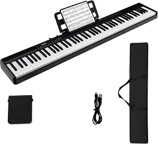 COSTWAY 88-Key Digital Piano Keyboard, Full Size Semi-Weighted Keyboards with Split Function, Sustain Pedal & Carrying Bag, Portable Electric Pianos for Beginner, Kids, Adult
