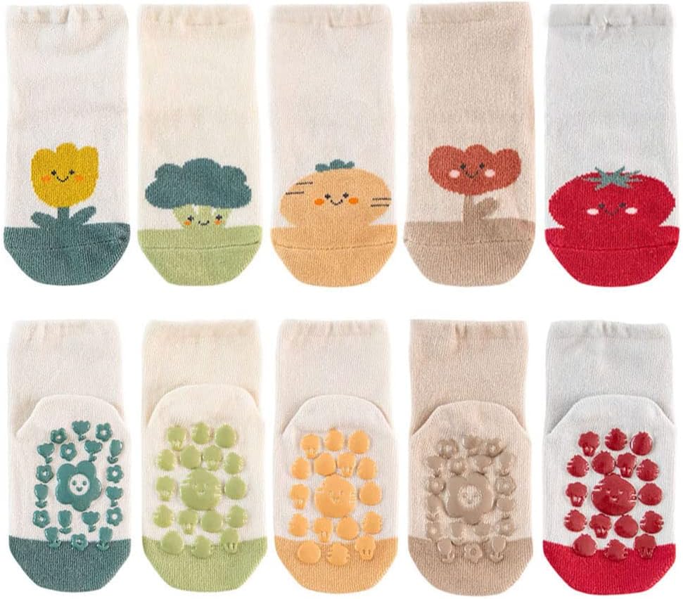 Pack de 5 Calcetines Antideslizantes de Algodón para Bebé Niños