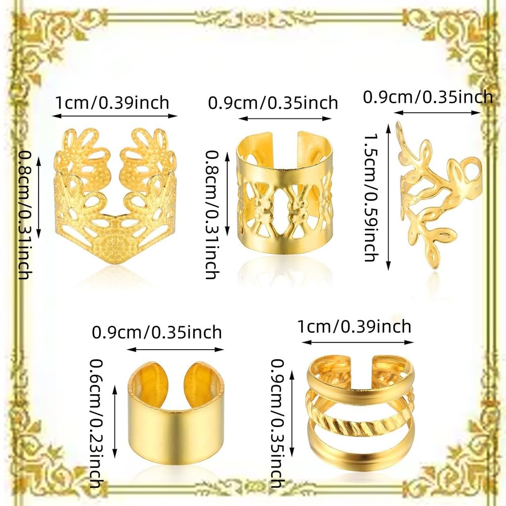 XPEX 50-teiliges Gold-Haarschmuck-Set – Zopfringe, Dreadlock-Accessoires Für Männer, Frauen & Kinder – Vielseitig Und Stylisch