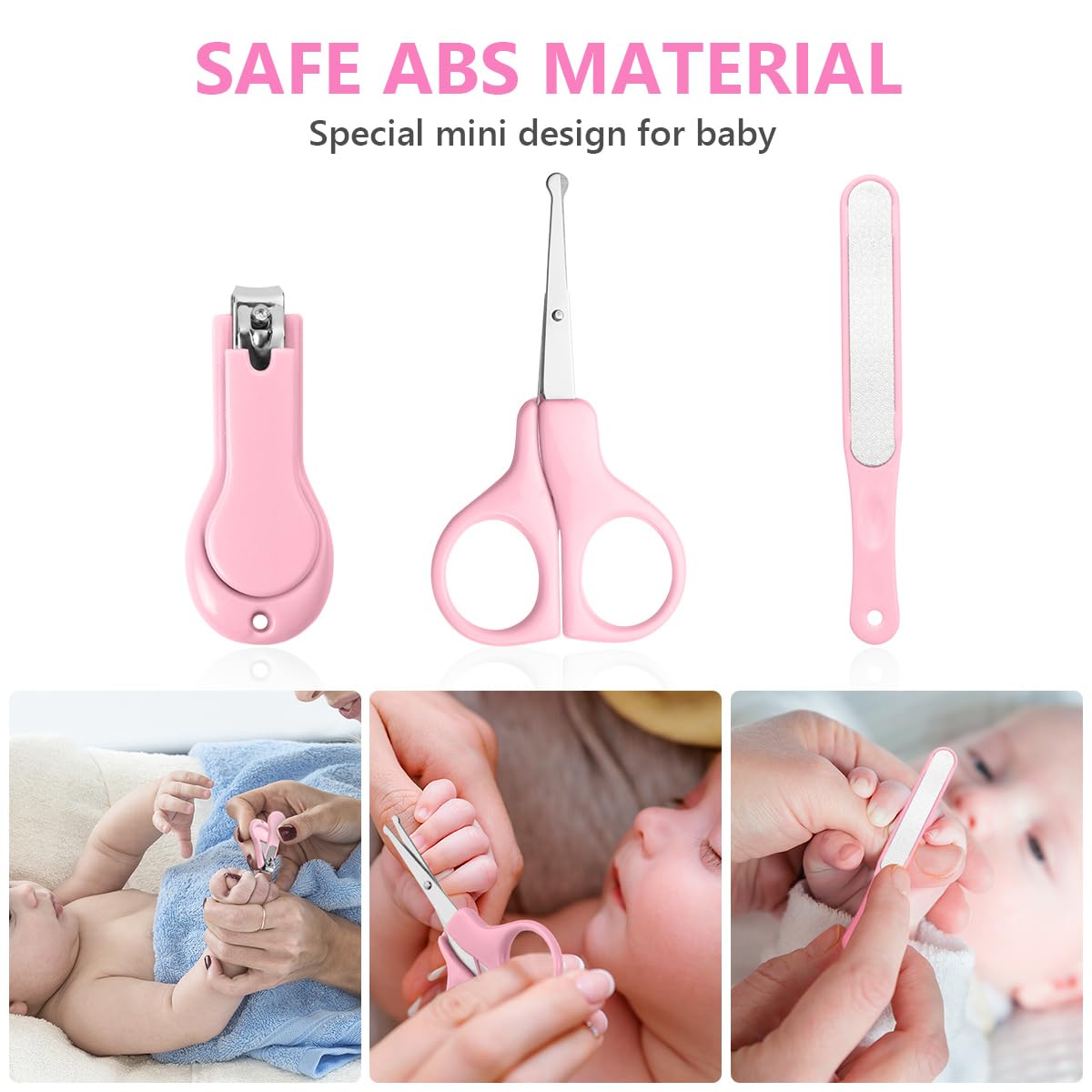 Vicloon Manucure Bébé,5pcs Bébé Soins des Ongles Set,Kit Soins des Ongles Bébés et Jeunes Enfants,Coupe-Ongles,Ciseaux, Lime,Pince et Choix d'oreille