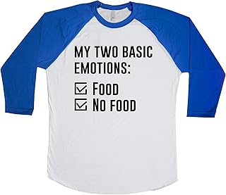 My Two Basic Emotions: Food. No Food. Unisex Baseball Long Sleeve Tee White-Royal X-Large