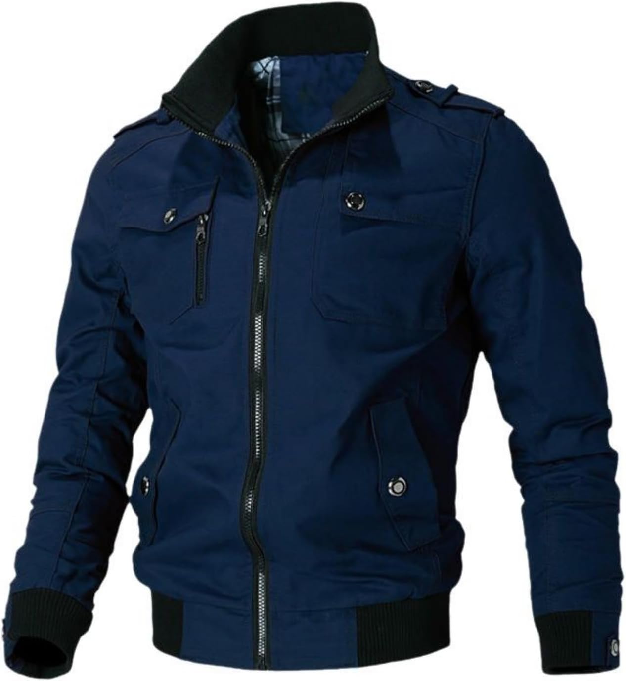 Men’s Autumn Korean Slim Workwear Jacket Cotton Military Style Casual Outerwear