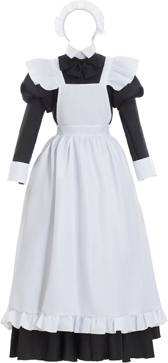 miccostumes Disfraz largo de uniforme de sirvienta clásico para mujer