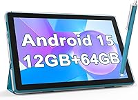 Vista 8 de NOVOJOY Tableta Android de 10 pulgadas con estuche y lápiz capacitivo con puerto USB Android 15 Tablet 2.0GHZ 2MP+8MP Cámara dual 6000mAh 12GB RAM