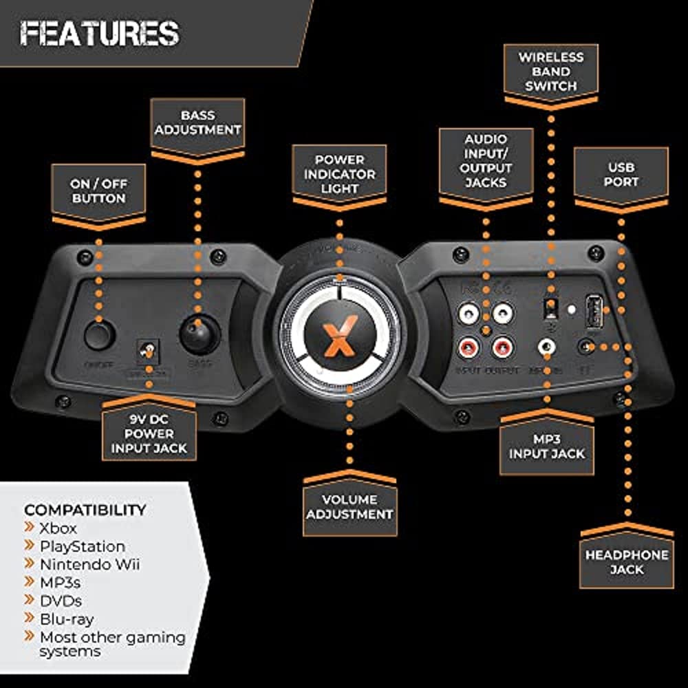 X Rocker Vibe 2.1 Bluetooth Pedestal Gaming Chair/Black and Blue/Flip