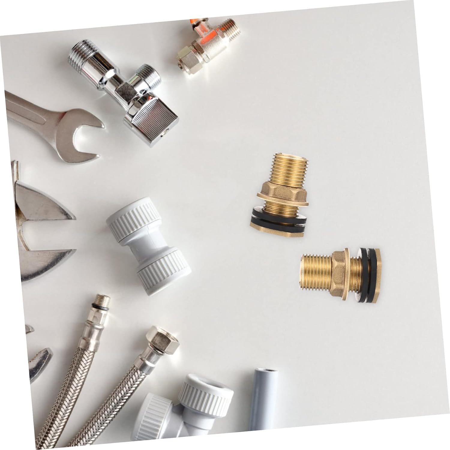 Tower Connector 1/2'' Male to 3/8'' Female Bulkhead Fitting Garden Hose Adapter Seal Ring for Leakproof Connection