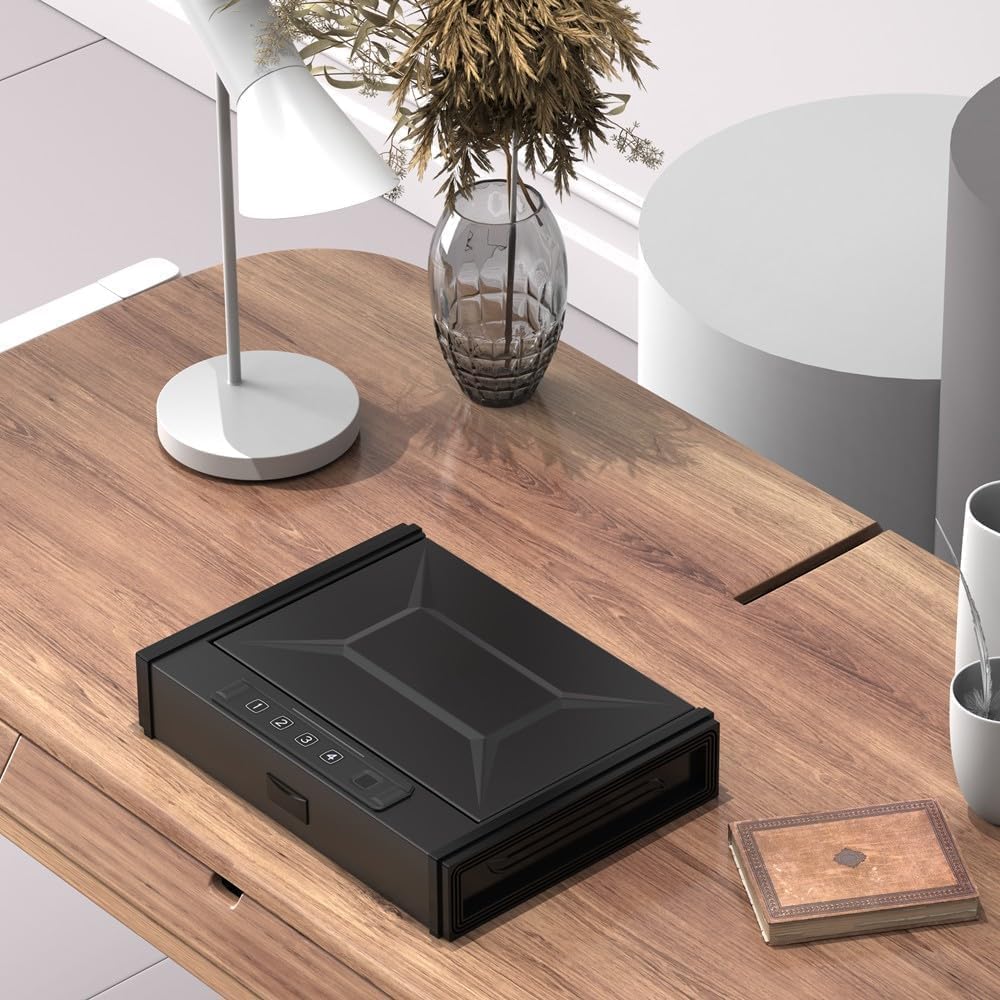 Gun Safe for Pistols, Biometric Handgun Safe box, Mounted Handgun Safe Quick Access Security Safe with Fingerprint Keypad Lock for Home nightstand