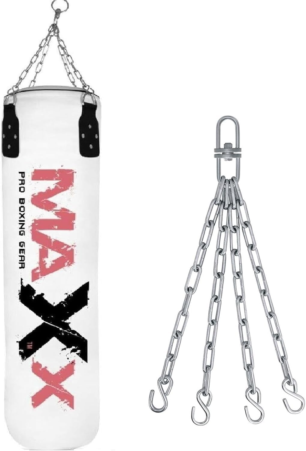 Maxx Pink Boxing Punchbag 4ft or 5ft Heavy Filled Punch Bag for Women With Chain Gloves Hand Maxx Training punching.ladies Fitness, for a Girl (Empty Bag +Chain, 4FT BAG)