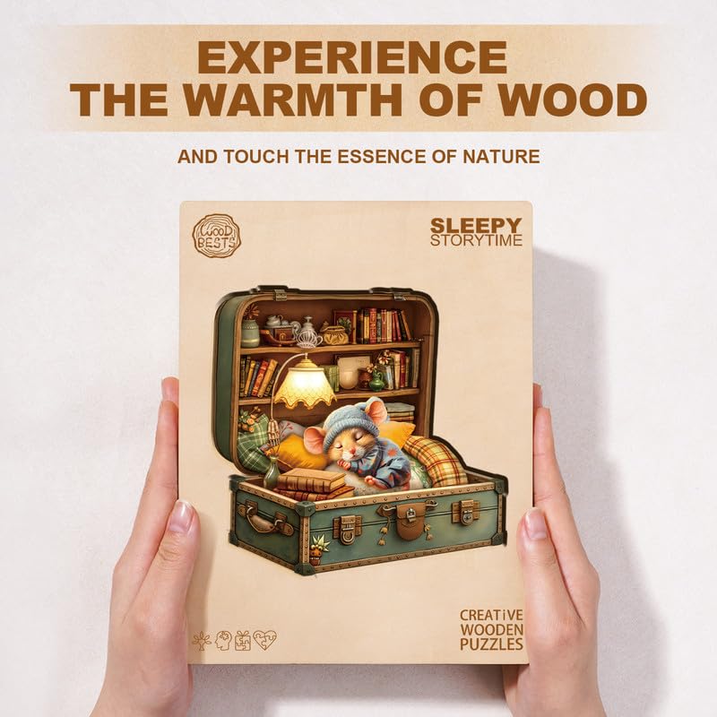 Jigfoxy Puzzle en bois pour adultes, valise confortable avec pièces uniques en forme d'animal – Jeu de casse-tête relaxant – Cadeau d'anniversaire pour la famille et les amis (L-34 x 32 cm, 240 pièces