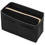 Purse Organizer Insert with Zipper Felt Bag Organizer Handbag Organizer Insert Bag In Bag Organizer with Key Chain for Tote Fits LV Speedy Neverfull Longchamp Rose XLarge (Small, Black)