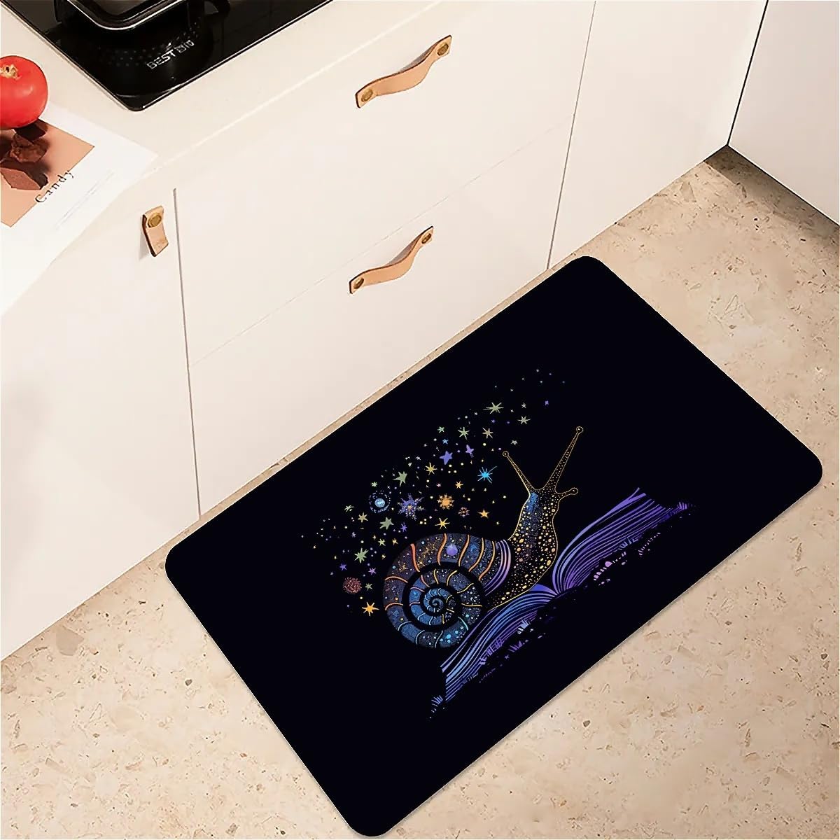 Diatomaceous Earth Bath Mat,Reading Snail Non-Slip Volume Super Absorbent Fast Drying Eco-Friendly Easy to Clean for Bathroom Kitchen Door mat 16×24Inch (40 * 60cm)