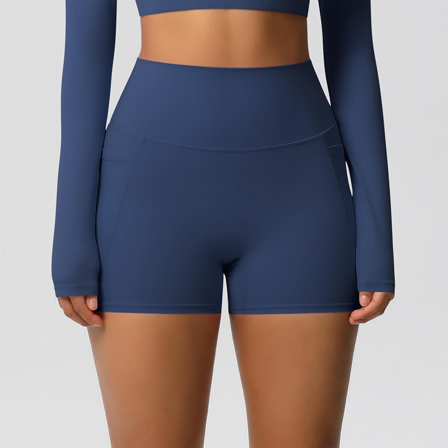 Ribbed High Waist Yoga Shorts for Women Soft Butt Lifting Workout Short Stretchy Compression Biker Bottoms for Gym Yoga Sport