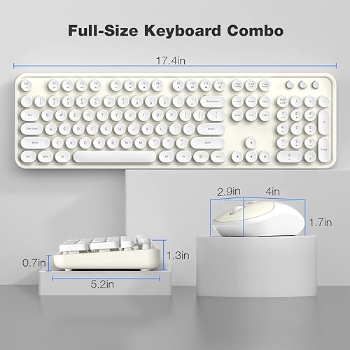 Miniatura 7 de Dilter - Combo de teclado y mouse inalámbrico, 104 teclas, teclado de máquina de escribir de tamaño completo, receptor USB de 2.4 GHz para enchufar
