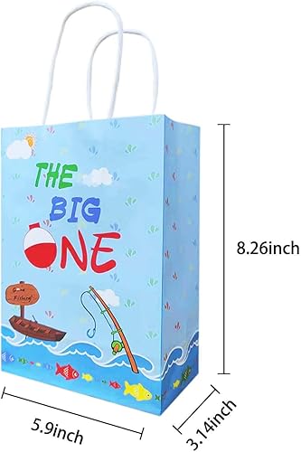 Miniatura 5 de O Fish Ally One - Bolsas de dulces The Big One - Bolsas de regalo de fiesta con asas que se han ido a la pesca, bolsas de recuerdo para pescadores