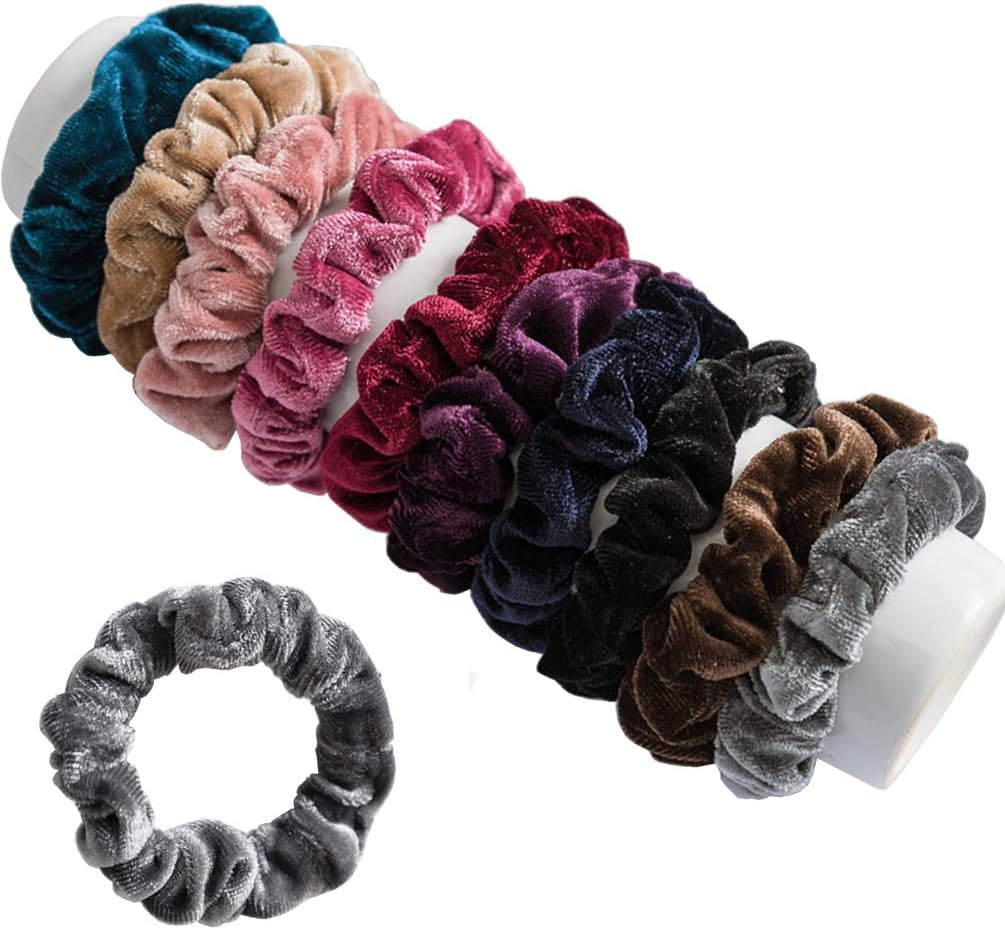 KINGMAS Set of 10 Hair Ties Velvet Elastic Flannelette Hair Bands Scrunchy Hair Scrunchies Ropes Women Hair Accessories