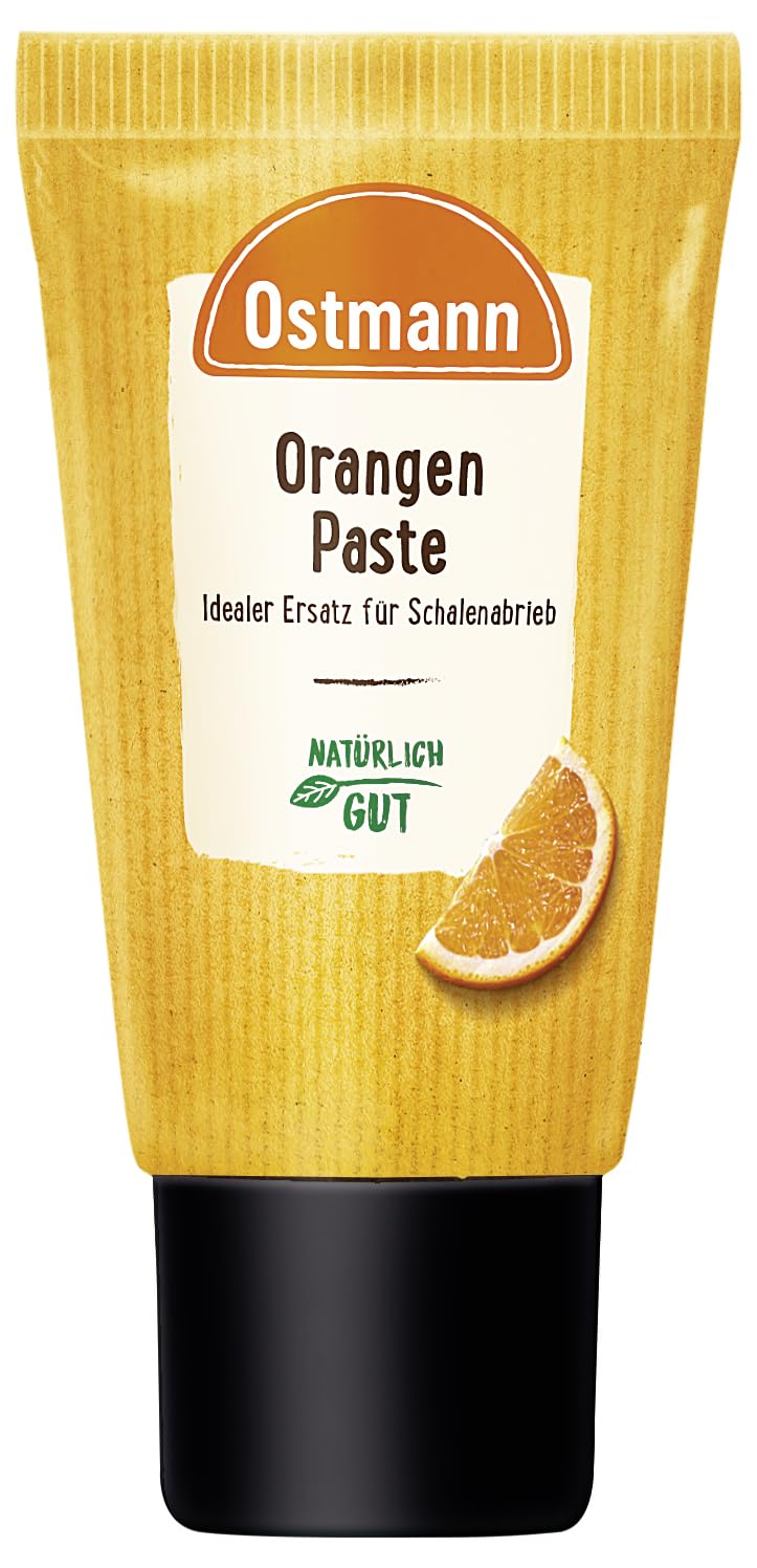 Ostmann Gewürze - Orangenpaste aus natürlichen Zutaten, mit 32% Orangenschalen, Orangen-Aroma für Kuchenteig, Cremes und Desserts - 50 g in praktischer Dosier-Tube