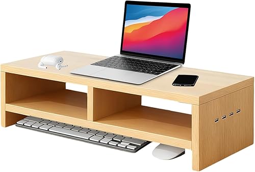 Miniatura 4 de Monitor Stand, with Sleek Modern Design, 50x20x13cm, Monitor Stand Riser, Wireless Charging Desk Organizer, Ergonomic Height, for Multitasking and