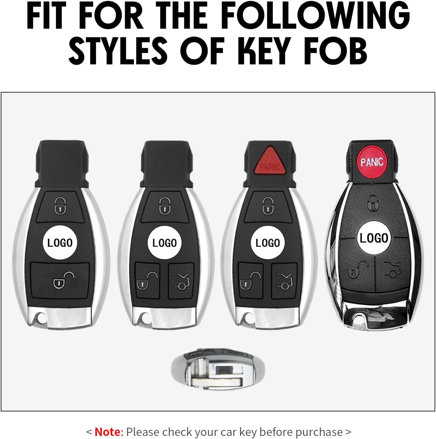 Key Fob Case Carbon Fiber Pattern Silicone Cover Compatible with Mercedes Benz A B C E G M Class CLA CLS GLC GLA Class 3 4 Universal Button