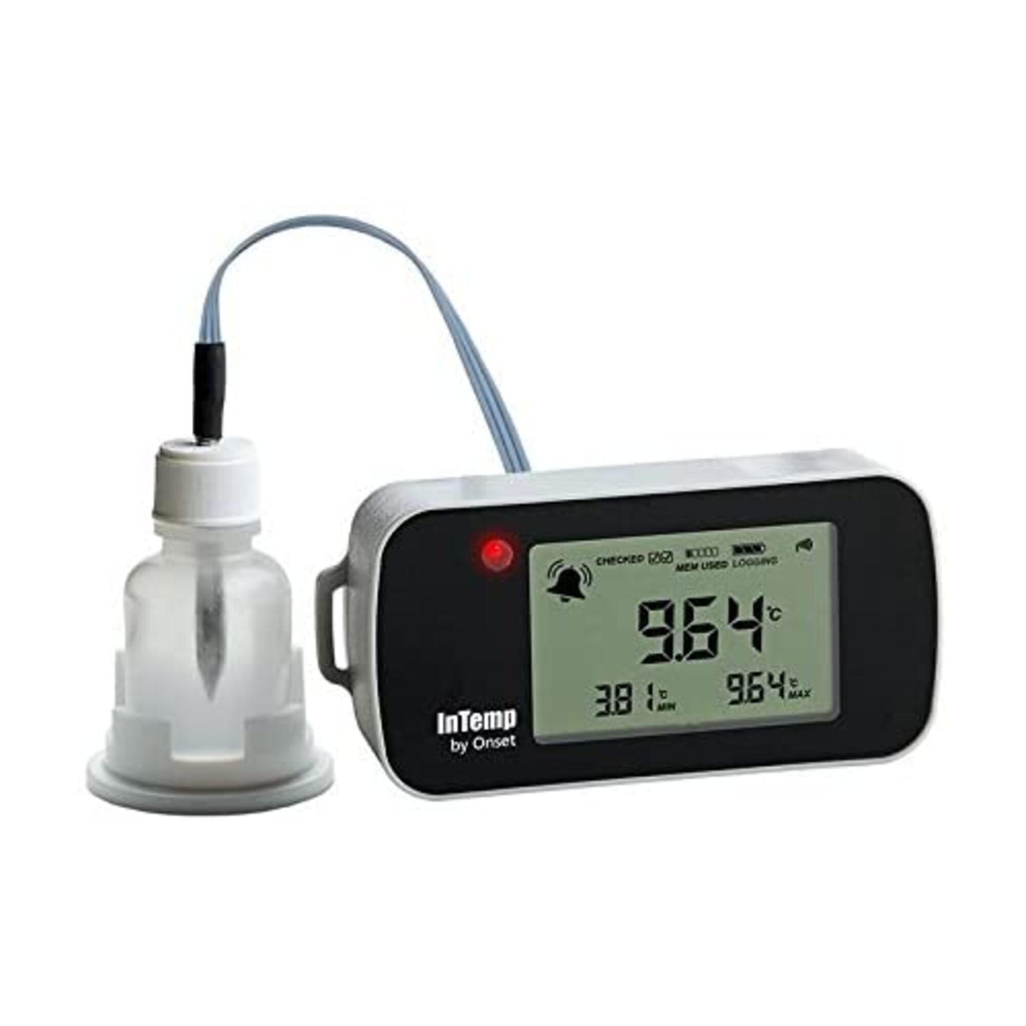 InTemp CX402-VFC430 VFC Vaccine Monitoring Bluetooth Temperature Data Logger w/ 30 ml Glycol Bottle and 4 Meter Sensor Length
