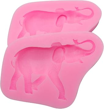 2 Pcs Cute Elephant Silicone Mold for DIY Chocolate Cake Topper Decoration Pudding Handmade Ice Cream,DIY Craft Art Candle Making Mould, Sugarcraft Jelly Gumpaste Mold