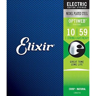 Cordes Elixir® pour guitare électrique 7 cordes avec revêtement OPTIWEB®, Light/Heavy (.010-.059) - Les Beatles, Paul McCartney, John Lennon, RIngo Starr, George Harrison