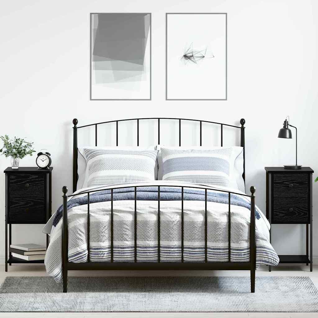 Table de chevet en chêne noir lot de 2 petit meuble de rangement chambre moderne