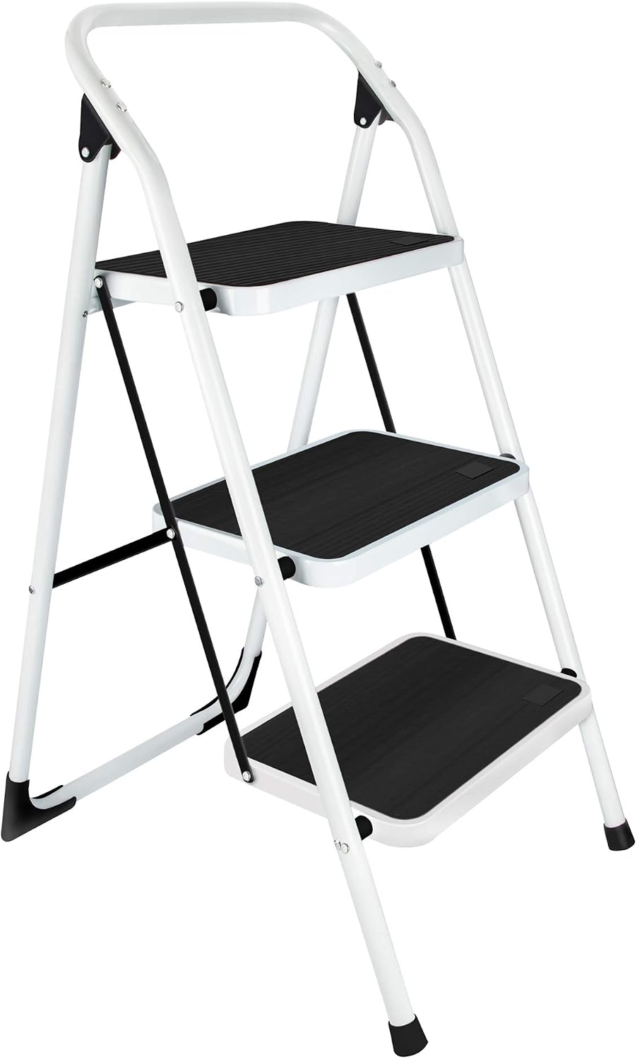 3 Step Stool, Gimify Folding Step Ladder Steel Stepladders Non-Slip Sturdy Steps Wide Pedal with Comfortable Hand Grip for Home Kitchen Garden Office 330 lbs