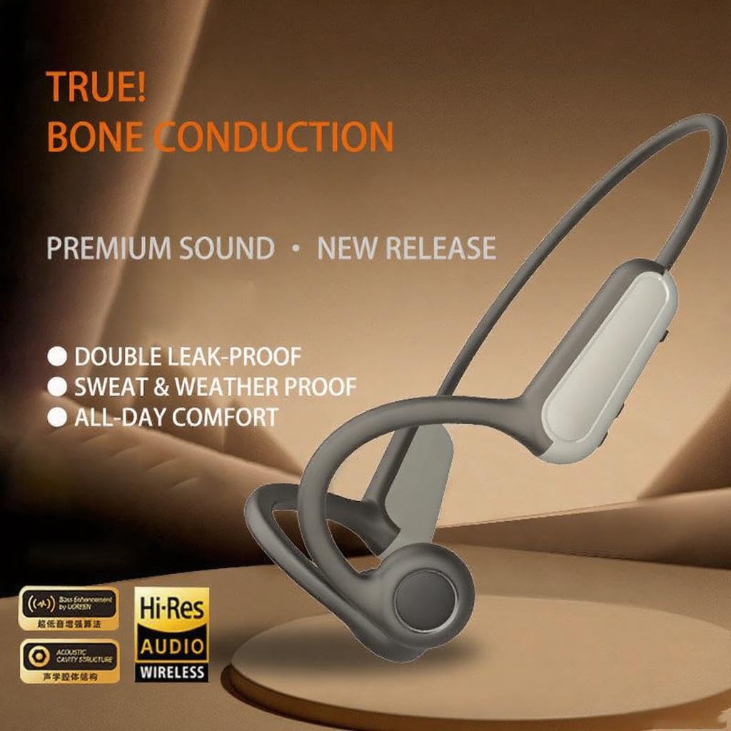 AYI True Bone Conduction Casque Oreille Ouverte Sans douleur Écouteurs stéréo Bluetooth pour Conduite Vélo Course Ski B8 Blanc