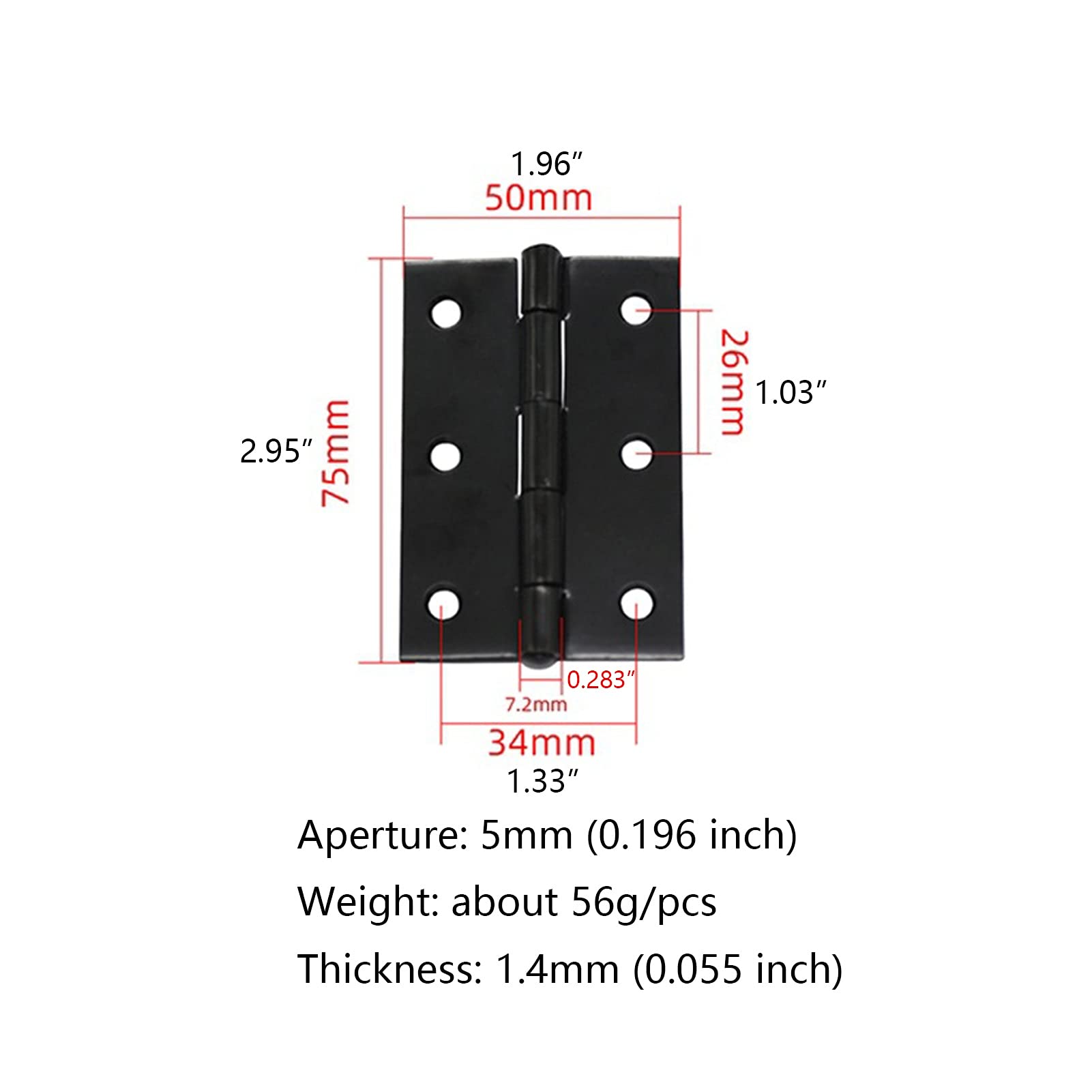 Charnières Butt 3 X 2 Pouces Finition Noire Roulement Plat Porte Lourde