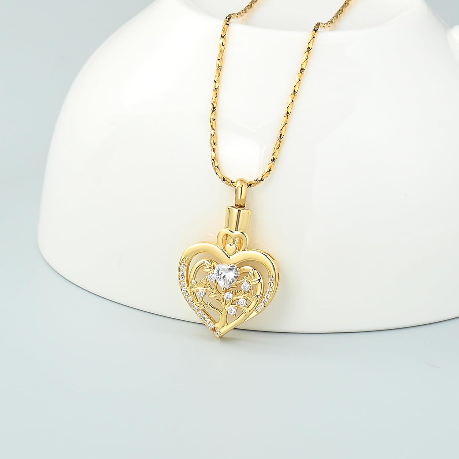 Imrsanl Tree of Life Heart Urn Necklace for Ashes Loved Ones Keepsake Cremation Jewelry Funeral Memorial Ashes Holder Pendant for Women - Image 3