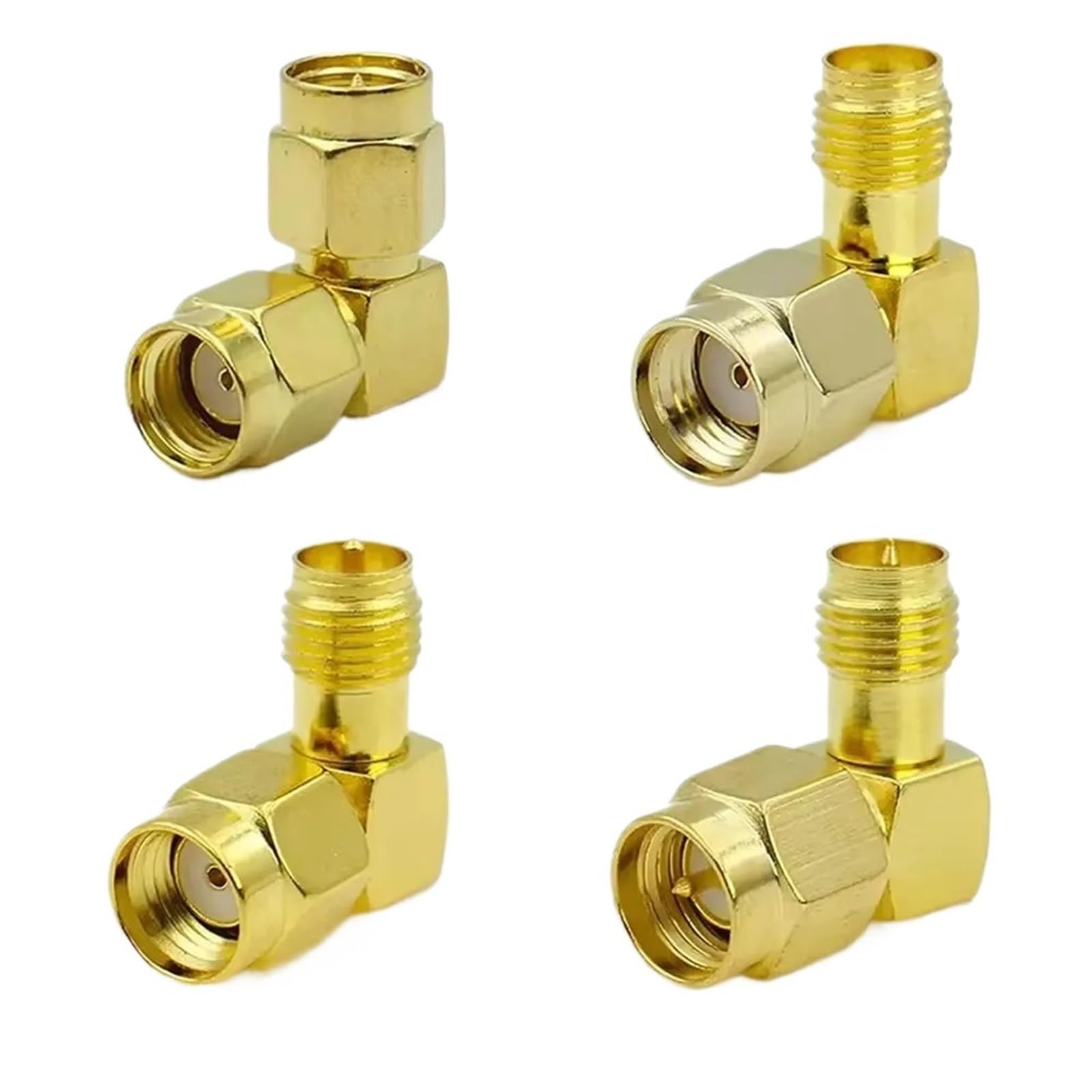 Lot de 5 adaptateurs coaxiaux RP-SMA mâle vers prise femelle RPSMA à angle droit de 90 degrés (type 4, 5 pièces)