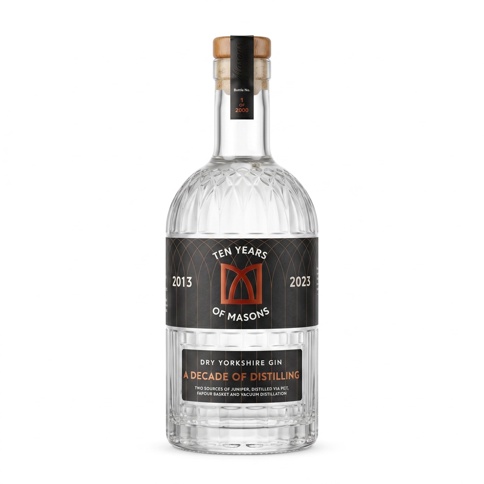 Masons of Yorkshire 10th Anniversary Gin | 70cl | 52% ABV | Two Juniper Varieties Triple Distilled | Coriander, Lime | Yorkshire's First Gin