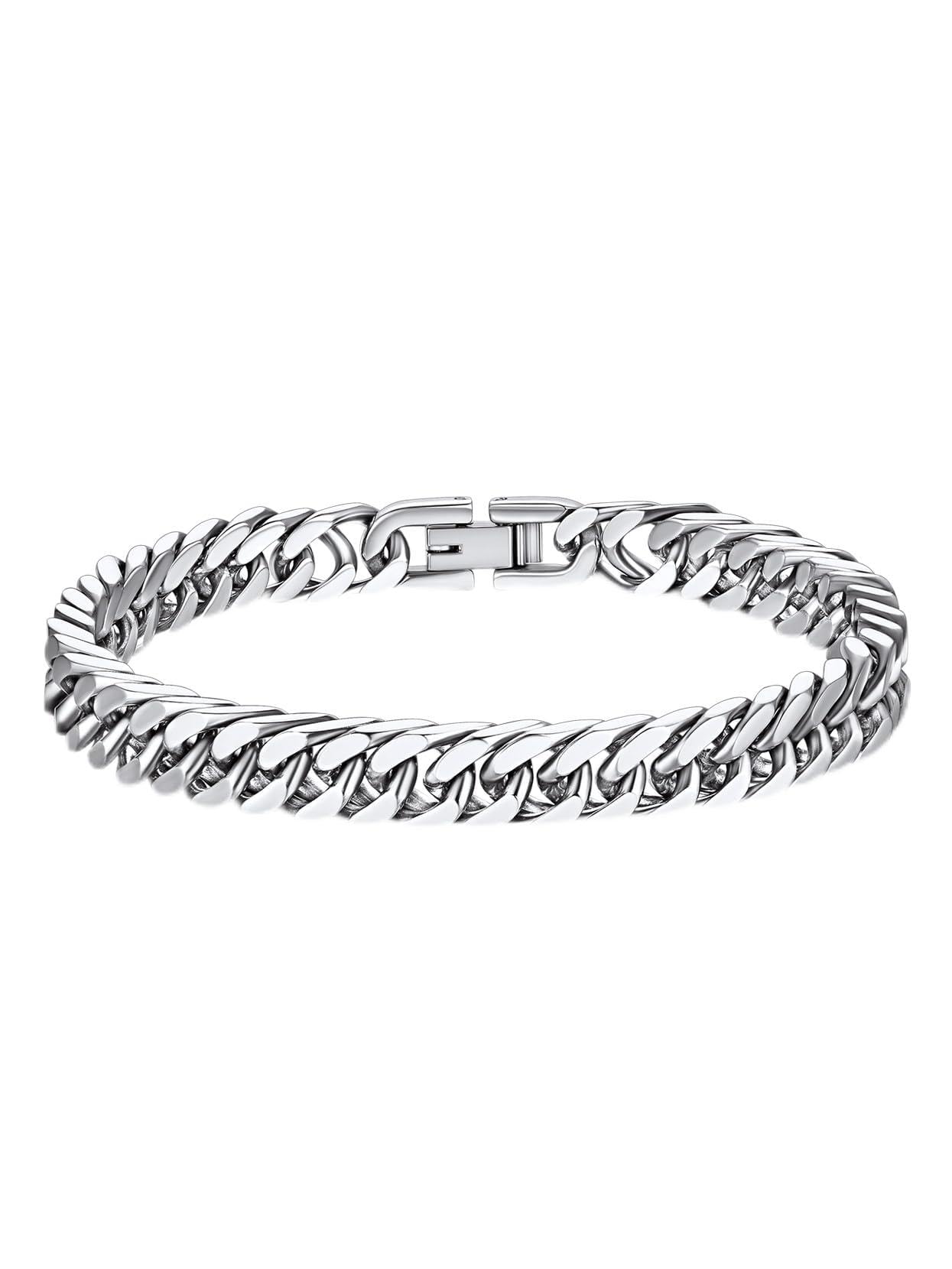 Richsteel Richsteel Pulsera Cubana Hombre Acero Inoxidable 8mm/12mm/17mm Ancho Pulseras Cadenas Cubanas Eslabones Plateado/Dorado/Negro Joyas Hombres Mujeres 19cm/21cm/23cm Recycled Claim Standard 100