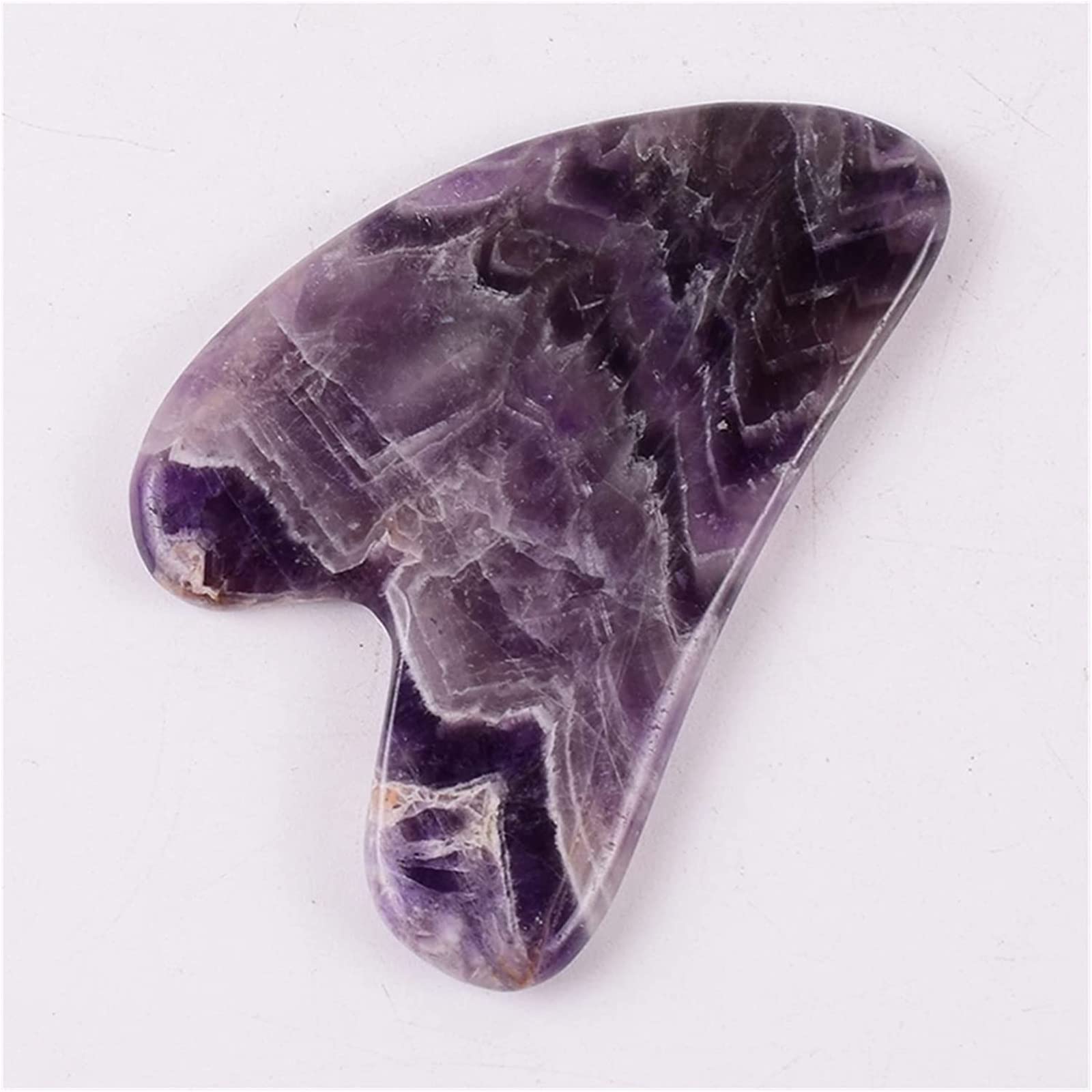 Rouleau d'améthyste naturelle et son gua sha en quartz pour un massage visage d'exception