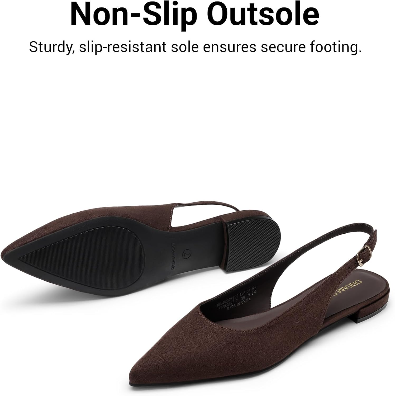 DREAM PAIRS Women's Slingback Dressy Pointed Toe Ballet Flats