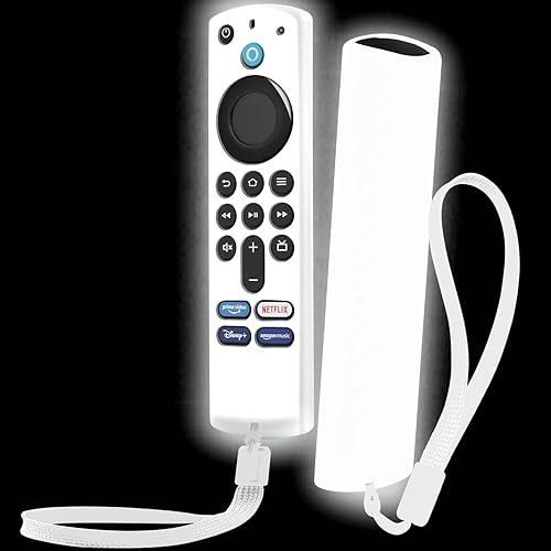 Firestickremote - Funda universal para control remoto de TV, funda para control remoto con cordón que brilla en la oscuridad, color blanco