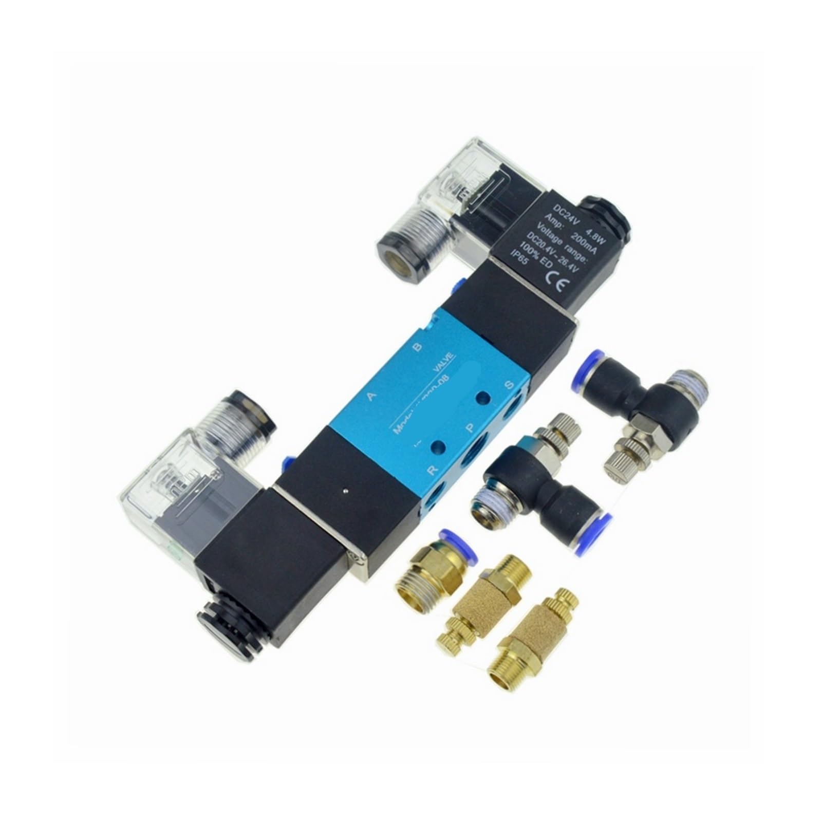 1 szt. Podwójny sterownik 2 Pozycja 5-kierunkowy pneumatyczny zawór elektromagnetyczny 12 V 24 V 220 V 6 mm 8 mm 10 mm Wąż do regulacji powietrza Zawór elektromagnetyczny (SL-10 mm, DC 12 V)