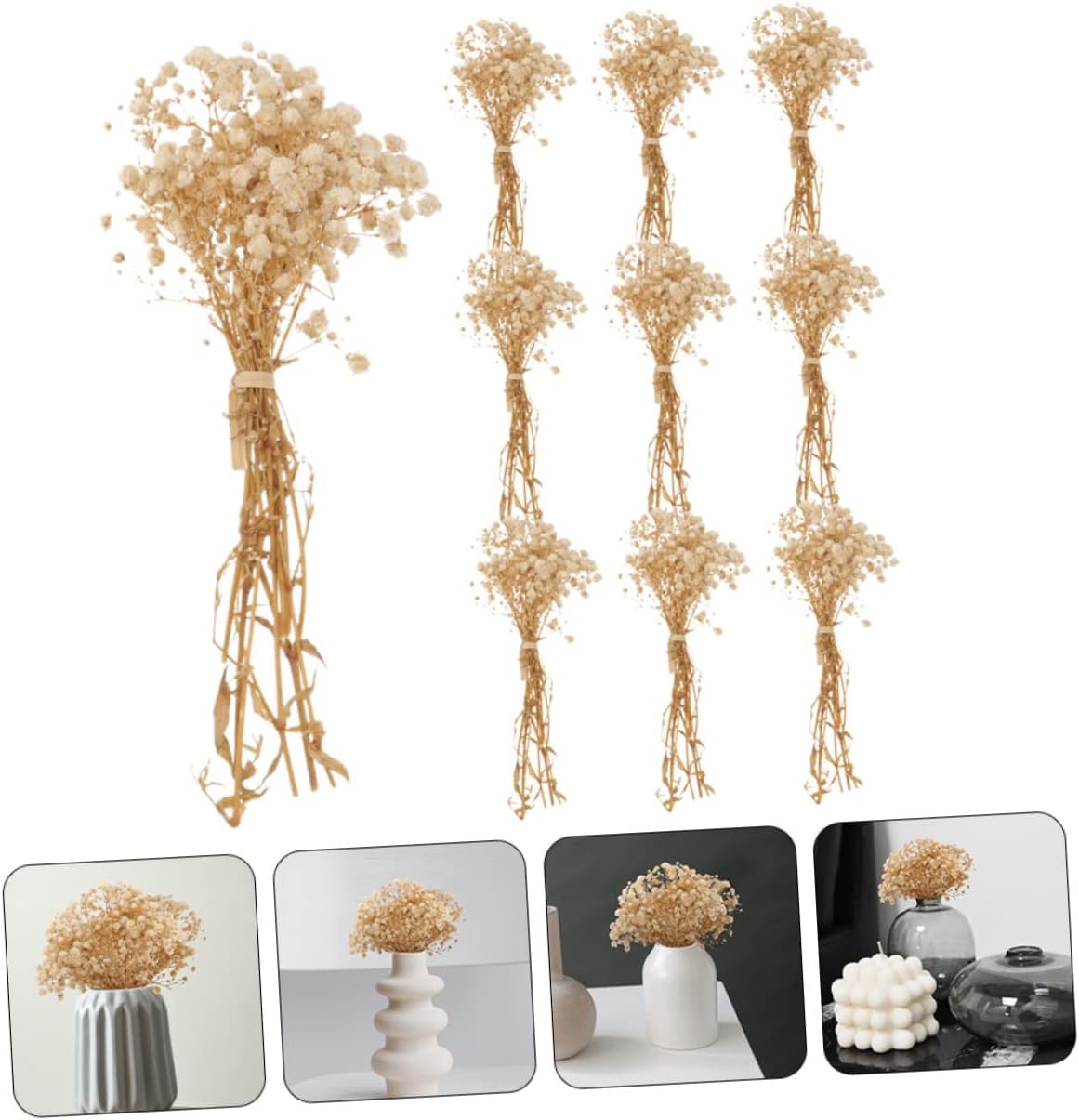 TEHAUX 3pcs Bundles Dried Babysbreath Flowers for Home and Wedding Decor Natural Gypsophila Branches for Table Centerpieces Office and Party Arrangements