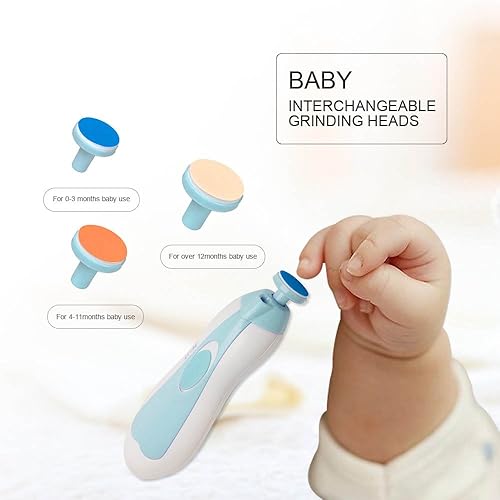 Miniatura 4 de Cortauñas eléctrico 6 en 1 para recién nacidos o niños pequeños, juego de esmaltes de uñas con estuche de viaje, silencioso (azul)