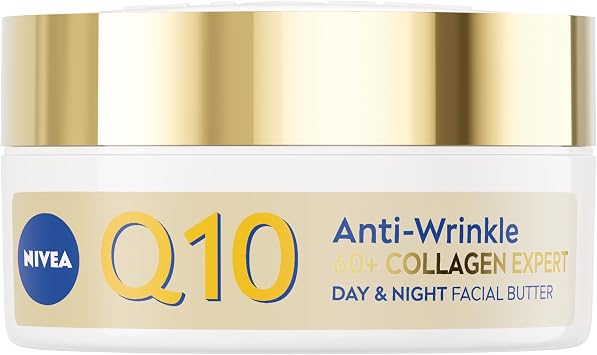 NIVEA Q10 Anti-Wrinkle Collagen Expert Day & Night Facial Butter 50ml, Firming Day and Night Cream for Sagging Skin, Formulated for Mature Skin 60+