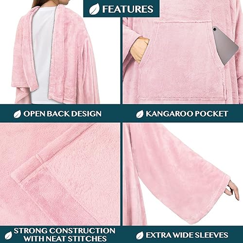 Miniatura 3 de PAVILIA Manta con mangas para adultos, mujeres y hombres, manta suave y cálida de forro polar, manta de regalo