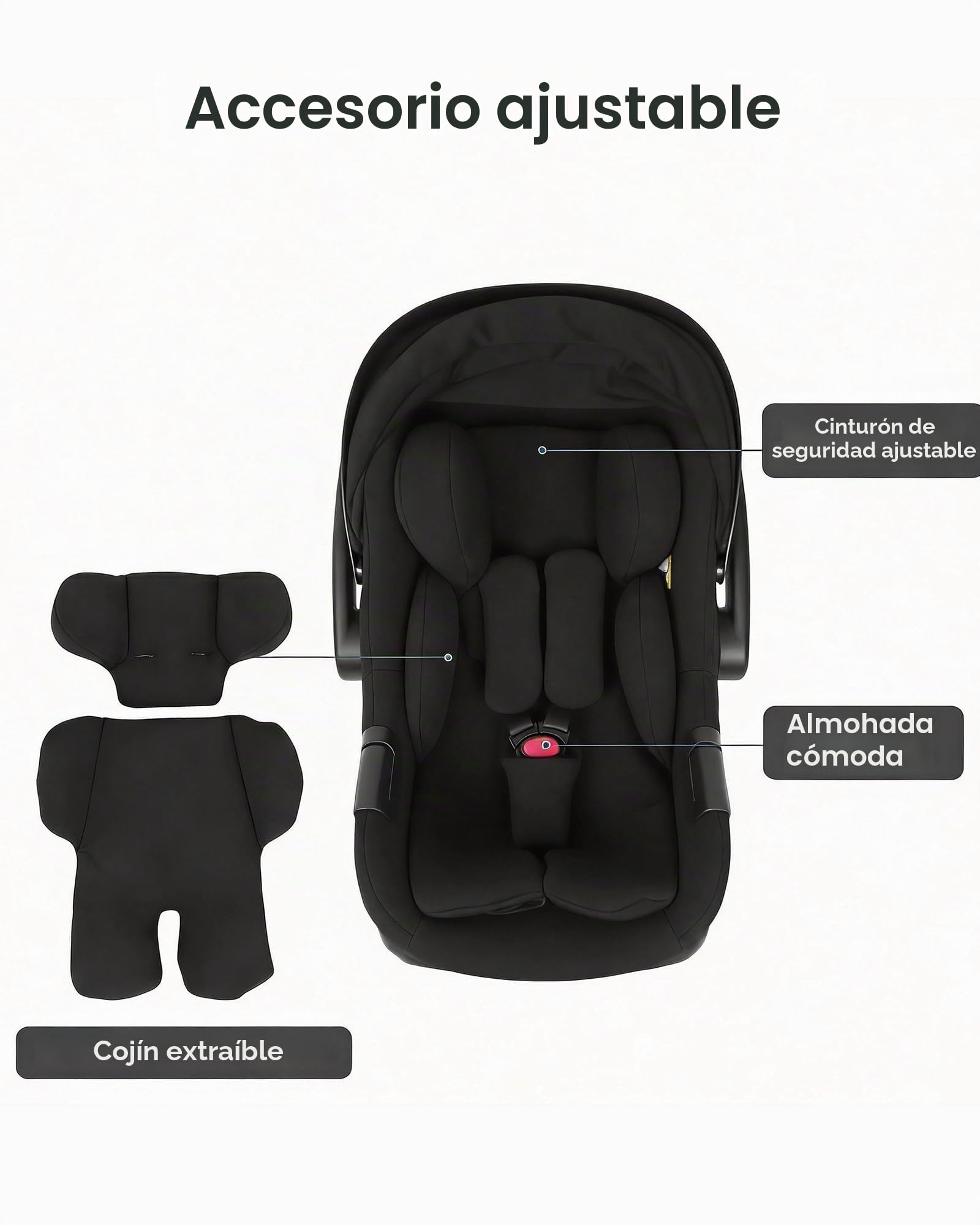 Silla coche bebe para bebés 40-85 cm i-Size puntos protección lateral, silla de coche bebe, Orientación trasera cinturón de seguridad de 3