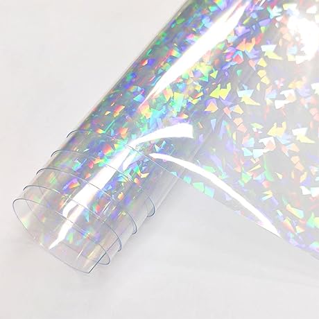 12" x 53" Inch Iridescent Gem Patterns Clear Film Laser Mirror Rainbow...