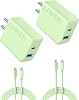 Cargador de Teléfono Anker, Bloque de Cargador USB C de 20W, Cargador Tipo C de Carga Rápida | Para iPhone 17/17 Plus/17 Pro Max/16/16 Plus/16 Pro Max/15 Pro Max/iPad Pro y Más (2 Paquetes con 2 Cables, Verde) 1