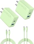 Anker iPhone 16 Chargeur, 2-Pack 20W Rapide USB C Bloc chargeur, pour iPhone 16/16 Pro Max/15 Série/iPad Pro et plus (Purple, paquet de 2 & 2 Câble)