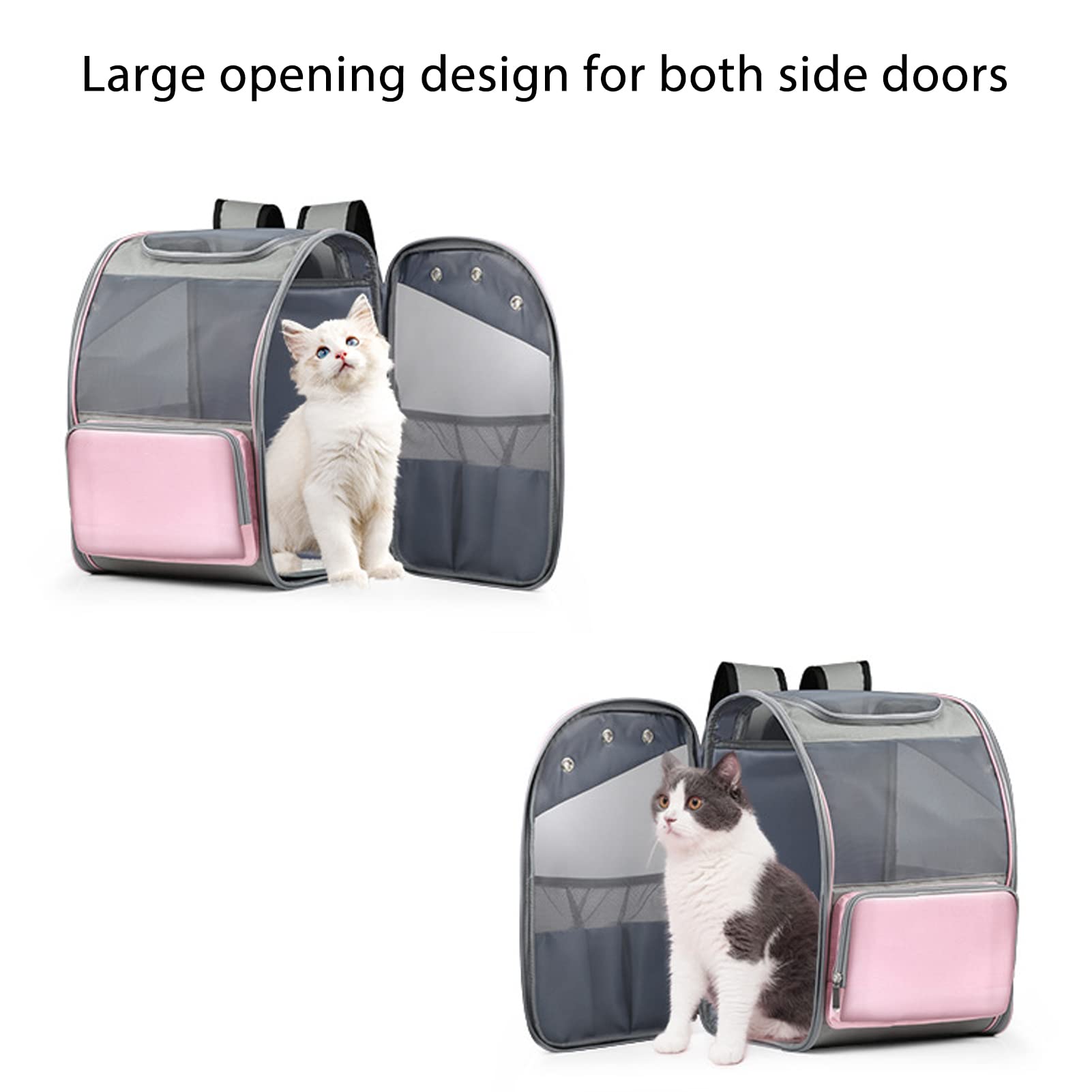 Mochila porta mascotas Mochila porta perros y gatos transpirable Mochila portátil para mascotas Bolsa para senderismo Viajes al aire Sostenga mascotas de hasta 16.5 libras Nylon (Azul)