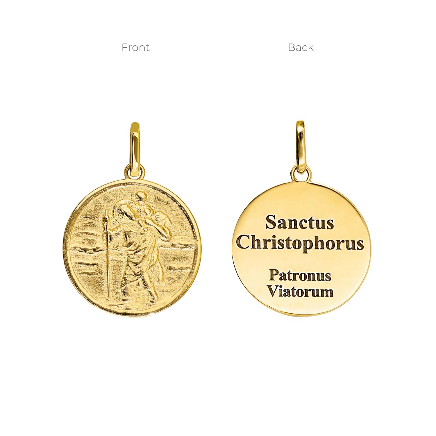 forme di Lucchetta - San Cristoforo Medaglia d'Oro 14 carati - 'Sanctus Christophorus - Patronus Viatorum' - Gioiello Religioso Made in Italy