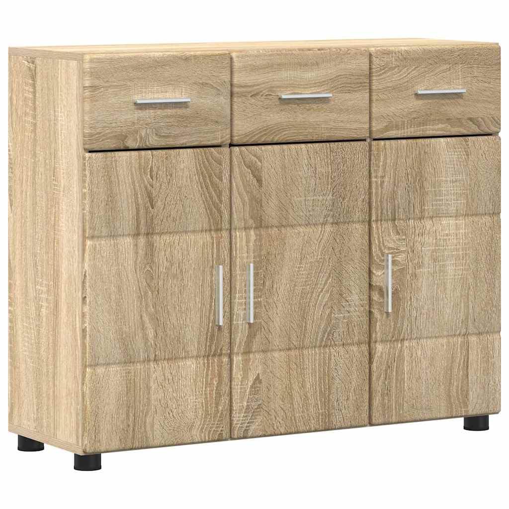 Credenza Florin Sonoma Rovere 88,5 x 30,5 x 73 cm Moderno Armadio in legno con 2 ante a cerniera e 3 ripiani in legno di quercia durevole per soggiorno, corridoio, camera da letto